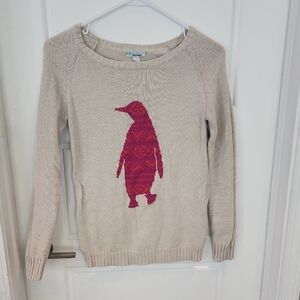 Penguin Design Cream Sweater